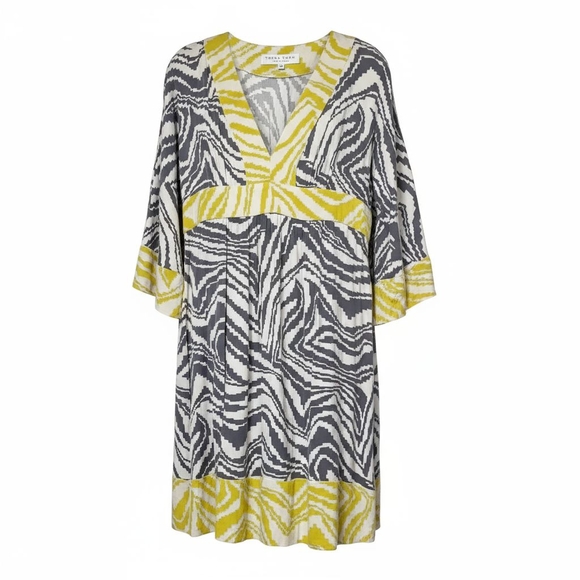 Trina Turk Womens Multicolor Animal Print V Neck Dress Long Sleeve Size 10 - Picture 1 of 8